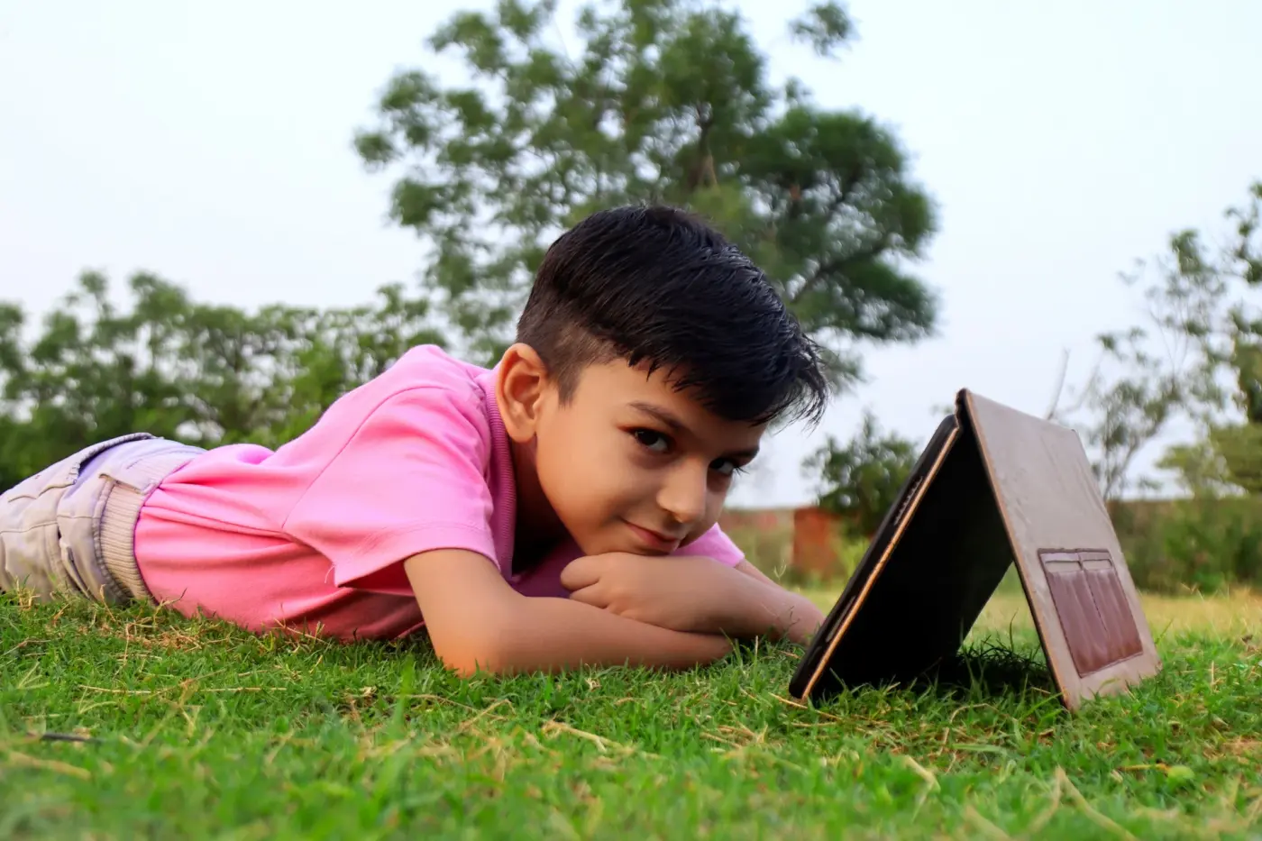 A child learning safely in an online class